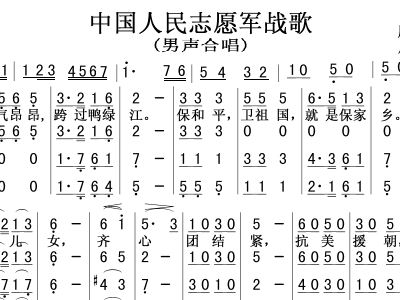 志愿軍戰(zhàn)歌二重唱簡(jiǎn)譜圖片，音樂與歷史的交響，音樂與歷史的交響，志愿軍戰(zhàn)歌二重唱簡(jiǎn)譜圖片展示